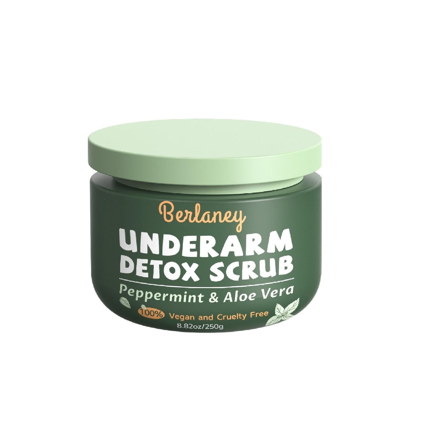 Body Scrub and Armpit Detox Scrub 8.8 oz with Peppermint, Aloe Vera and Walnut Shell Powder, Underarm Scrub Helps on Removing Odor, Deep Cleanse, for Legs, Knee, Feet, Hands, Whole Body, Native Deodorant