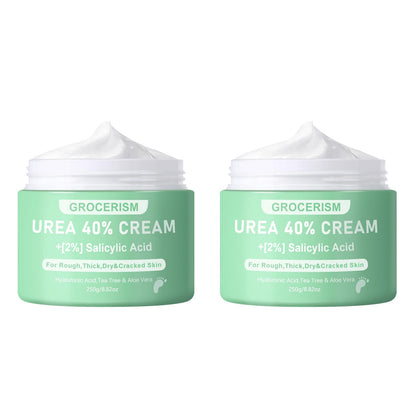 Grocerism Urea Cream 40 Percent For Feet Plus 2% Salicylic Acid 5.29 oz, Foot Cream and Hand Cream Maximum Strength with Hyaluronic Acid, Tea Tree, and Aloe Vera For Deep Moisturizes, Callus Remover and Soften All Skin Types, Hydrating