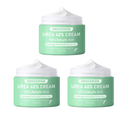 Grocerism Urea Cream 40 Percent For Feet Plus 2% Salicylic Acid 5.29 oz, Foot Cream and Hand Cream Maximum Strength with Hyaluronic Acid, Tea Tree, and Aloe Vera For Deep Moisturizes, Callus Remover and Soften All Skin Types, Hydrating