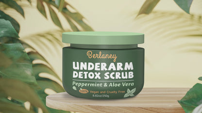 Body Scrub and Armpit Detox Scrub 8.8 oz with Peppermint, Aloe Vera and Walnut Shell Powder, Underarm Scrub Helps on Removing Odor, Deep Cleanse, for Legs, Knee, Feet, Hands, Whole Body, Native Deodorant